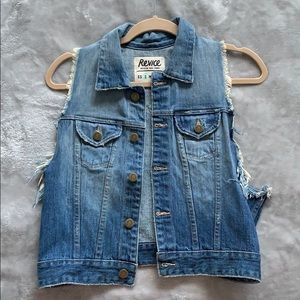 REVICE Denim Frayed Vest